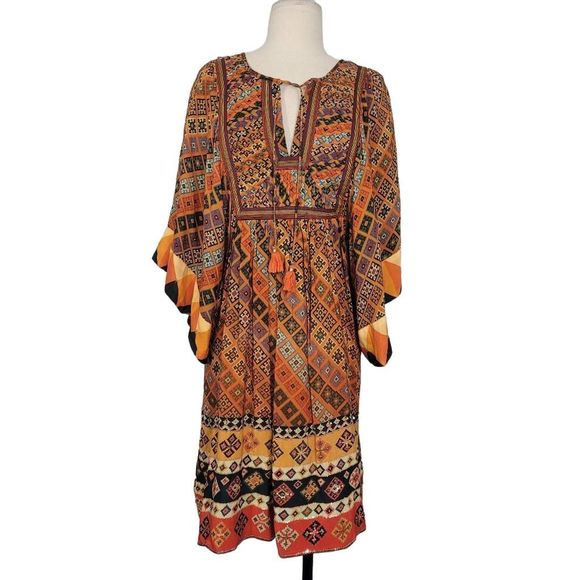 Anthropologie Dresses & Skirts - Anthropologie Tanvi Kedia Sumana Tunic Dress Sz L Ethnic Beaded Kimono Sleeve